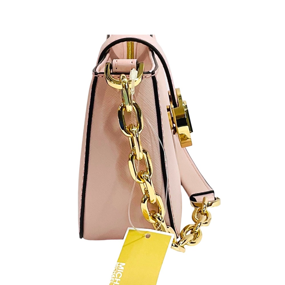 Michael Kors Carmen pouchette powder blush pink small vegan shoulder bag purse - Picture 9 of 15